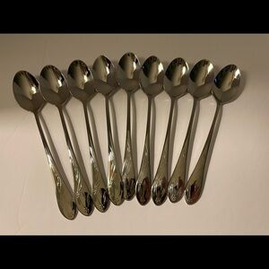 Temp-tations 9- Ice Tea Spoons 18/10 Stainless Steel Flatware NWOT